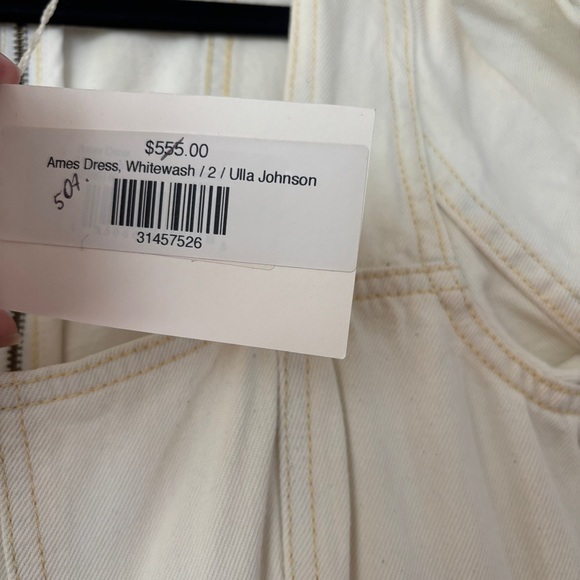 Ulla‎ Johnson Ames Denim Dress Whitewash Corset Empire Waist Puff Sleeve Size 4 - Picture 7 of 16